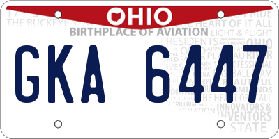 OH license plate GKA6447