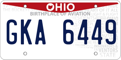 OH license plate GKA6449