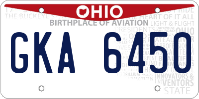 OH license plate GKA6450