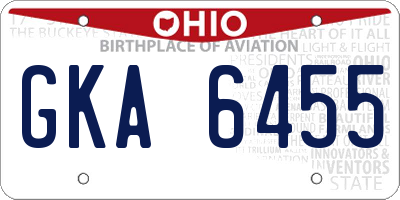 OH license plate GKA6455