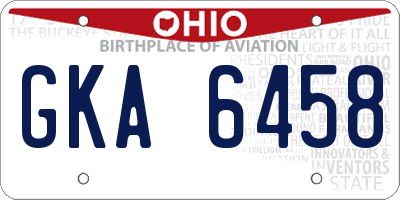 OH license plate GKA6458