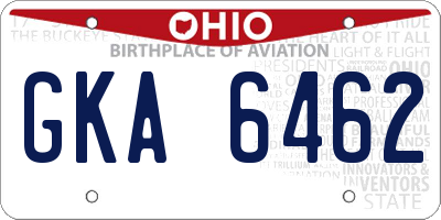 OH license plate GKA6462