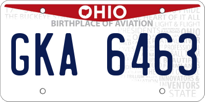 OH license plate GKA6463