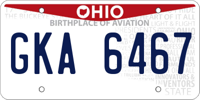 OH license plate GKA6467