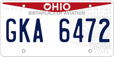 OH license plate GKA6472