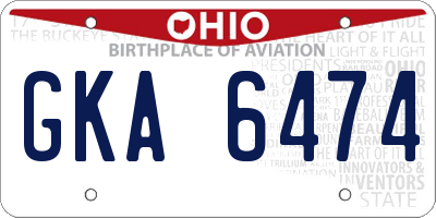OH license plate GKA6474