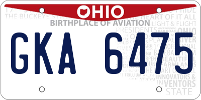 OH license plate GKA6475