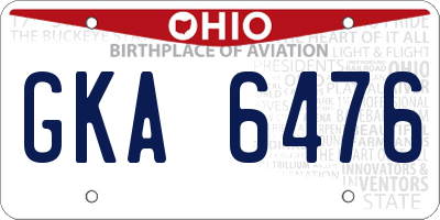 OH license plate GKA6476