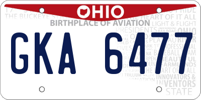 OH license plate GKA6477