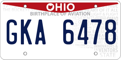 OH license plate GKA6478
