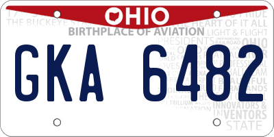 OH license plate GKA6482