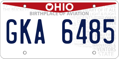 OH license plate GKA6485