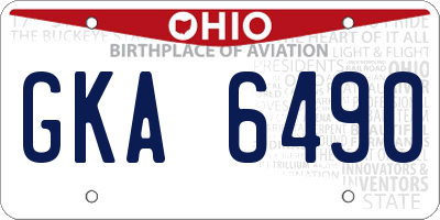 OH license plate GKA6490