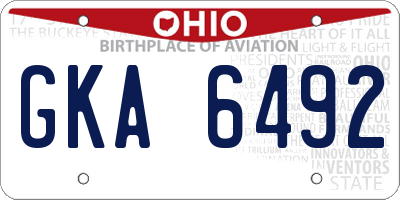 OH license plate GKA6492