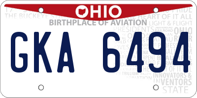OH license plate GKA6494