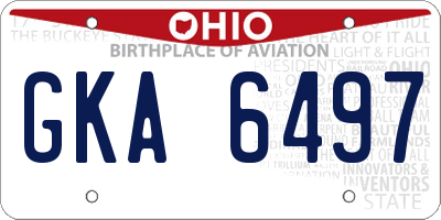 OH license plate GKA6497