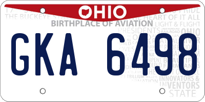 OH license plate GKA6498