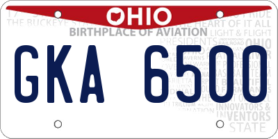 OH license plate GKA6500