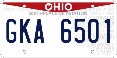 OH license plate GKA6501