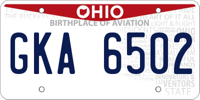 OH license plate GKA6502