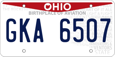 OH license plate GKA6507