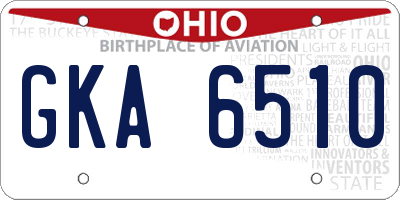 OH license plate GKA6510