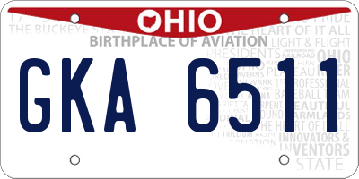 OH license plate GKA6511