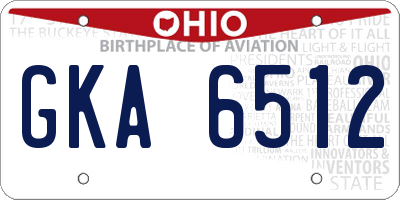 OH license plate GKA6512
