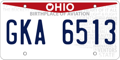 OH license plate GKA6513