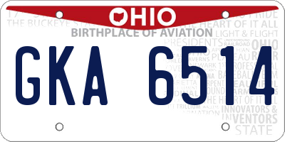 OH license plate GKA6514