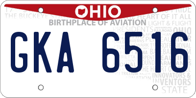 OH license plate GKA6516