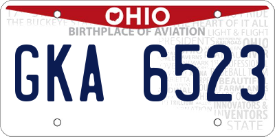 OH license plate GKA6523