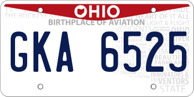 OH license plate GKA6525