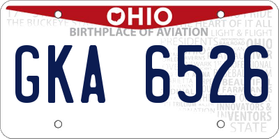 OH license plate GKA6526