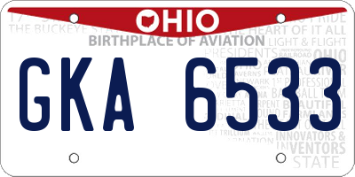 OH license plate GKA6533