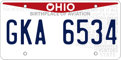 OH license plate GKA6534