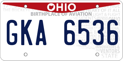 OH license plate GKA6536