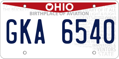 OH license plate GKA6540