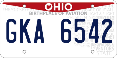OH license plate GKA6542