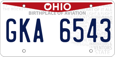 OH license plate GKA6543