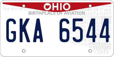 OH license plate GKA6544
