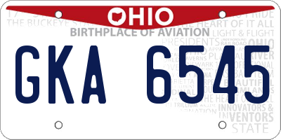 OH license plate GKA6545