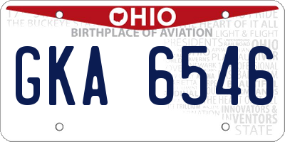 OH license plate GKA6546