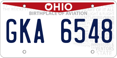 OH license plate GKA6548