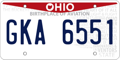 OH license plate GKA6551