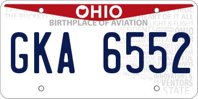 OH license plate GKA6552