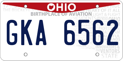 OH license plate GKA6562