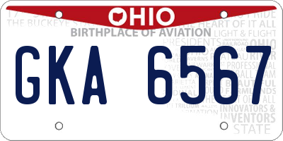 OH license plate GKA6567