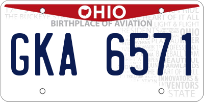 OH license plate GKA6571