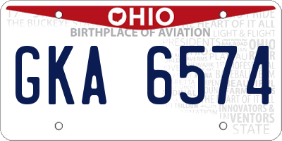 OH license plate GKA6574